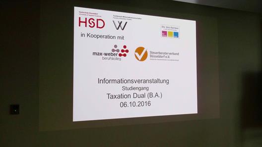Titelbild der Präsentation "Informationsveranstaltung Bachelor-Studiengang Taxation Dual"