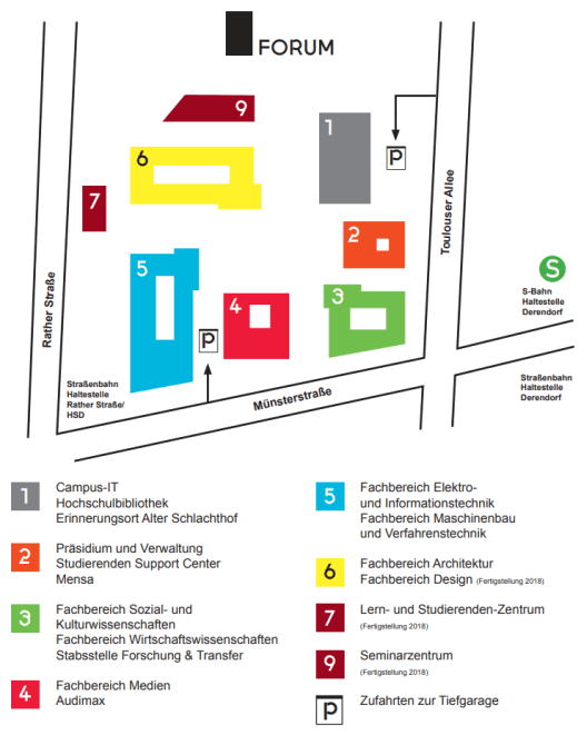 Campusplan Hochschule Düsseldorf Stand September 2018