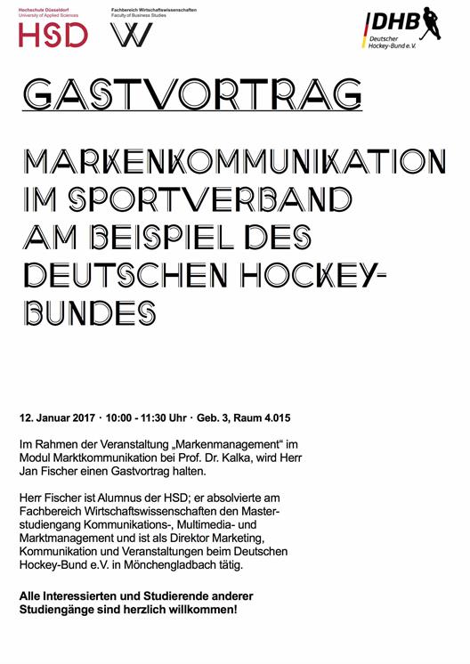 Gastvortrag Markenkommunikation im Sportverband am Beispiel des Deutschen Hockey-Bundes