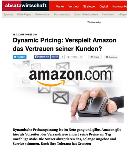 Publikation von Prof. Dr. Kalka und Andreas Krämer zum Thema Dynamic_Pricing auf absatzwirtschaft.de 