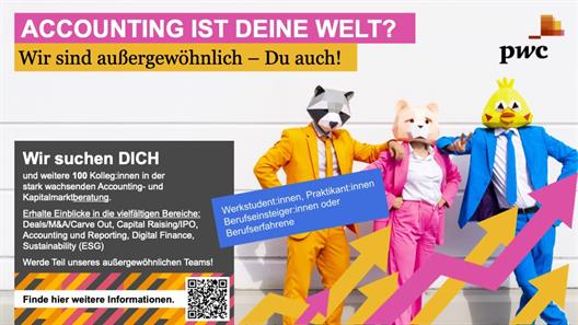 Stellenangebote von pwc für die Bereiche Recruiting, Accounting, Kapitalmarktberatung