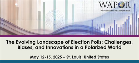 The 78th Annual WAPOR Conference will take place on May 12-15, 2025, in conjunction with the 80th Annual AAPOR Conference, in St. Louis, Missouri, USA. 