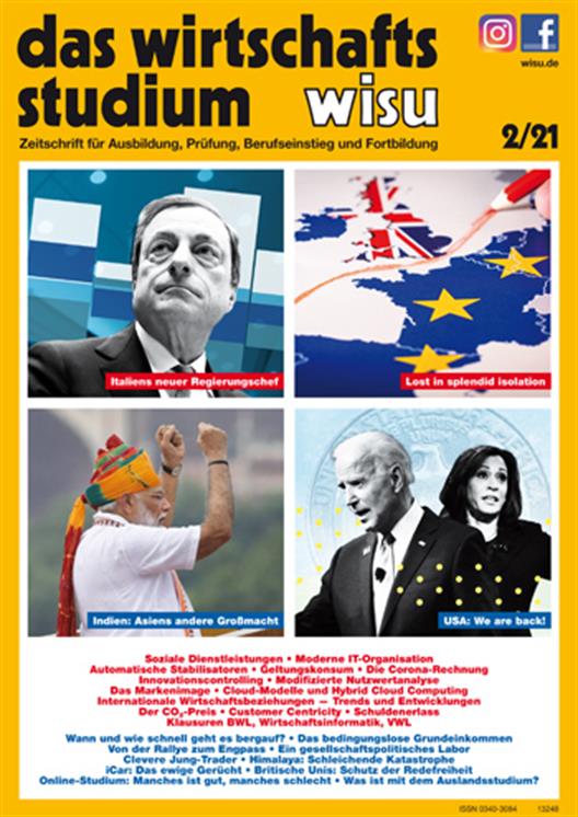 Umschlag der Zeitschrift "DAS WIRTSCHAFTSSTUDIUM"
wisu, Ausgabe 2, 2021