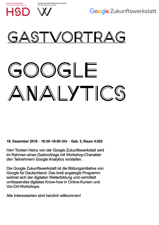 Gastvortrag Google Zukunftswerkstatt zum Thema "Google Analytics"