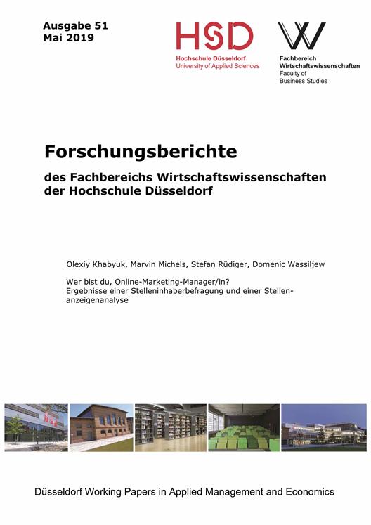 Ausgabe 51: Forschungsberichte des Fachbereichs Wirtschaftswissenschaften der Hochschule Düsseldorf 
