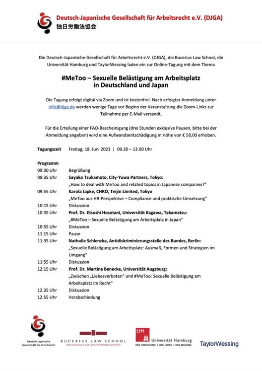 Tagung #MeeToo – Sexuelle Belästigung am Arbeitsplatz in Deutschland und Japan