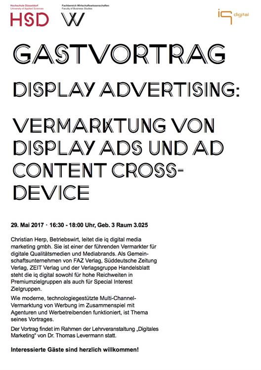 Gastvortrag Christian Herp (Geschäftsführer iq digital media-marketing GmbH / Verlagsgruppe Handelsblatt)