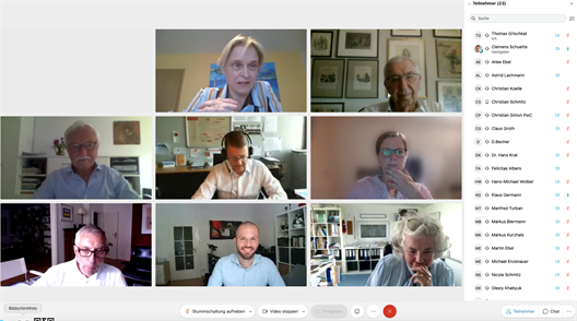 Screenshot der Webex-Konferenz zur Mitgliederversammlung des Fördervereins