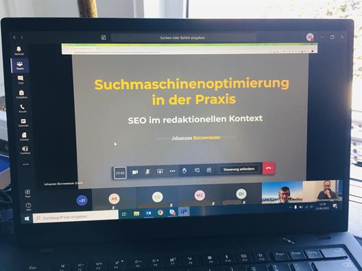 Suchmaschinenoptimierung in der Praxis. SEO im redaktionellen Kontext. Ein Gastvortrag von Johannes Bornewasser.
