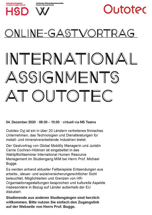 Online-Gastvortrag International Assignments at Outotec