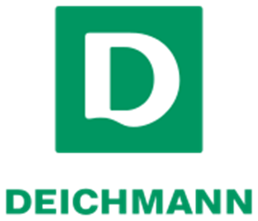 Man sieht das Logo der Firma Heinrich Deichmann Schuhe. Der Name Deichmann steht in grüner Schrift darunter.
